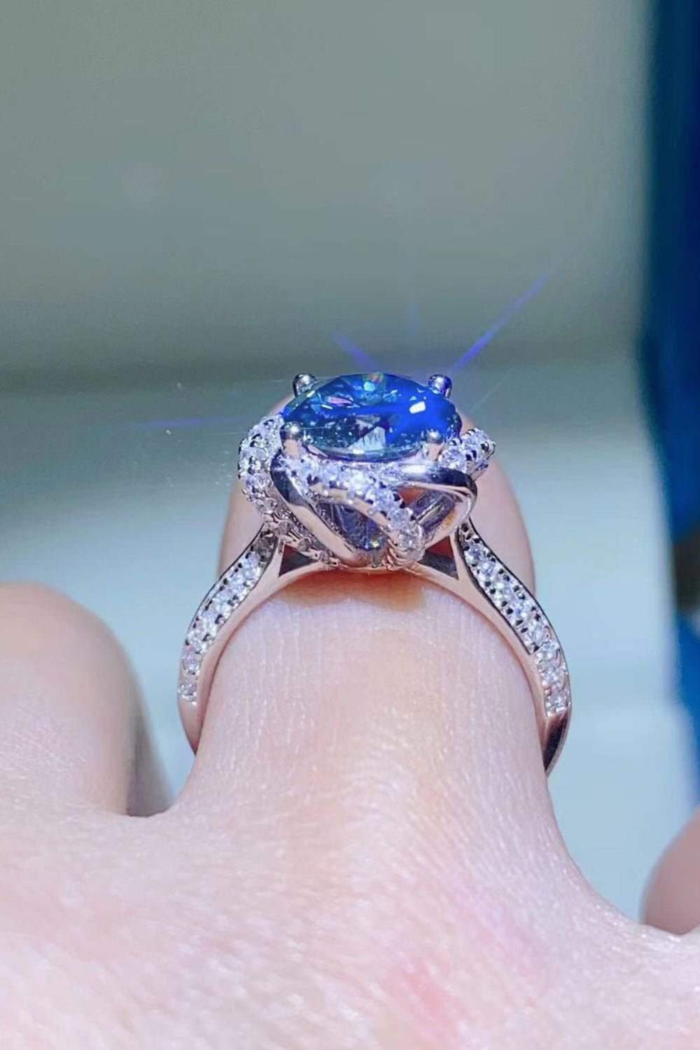 Aurora Sky Moissanite & Platinum Plated Ring