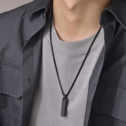 Stainless Steel 3D Rectangular Necklace