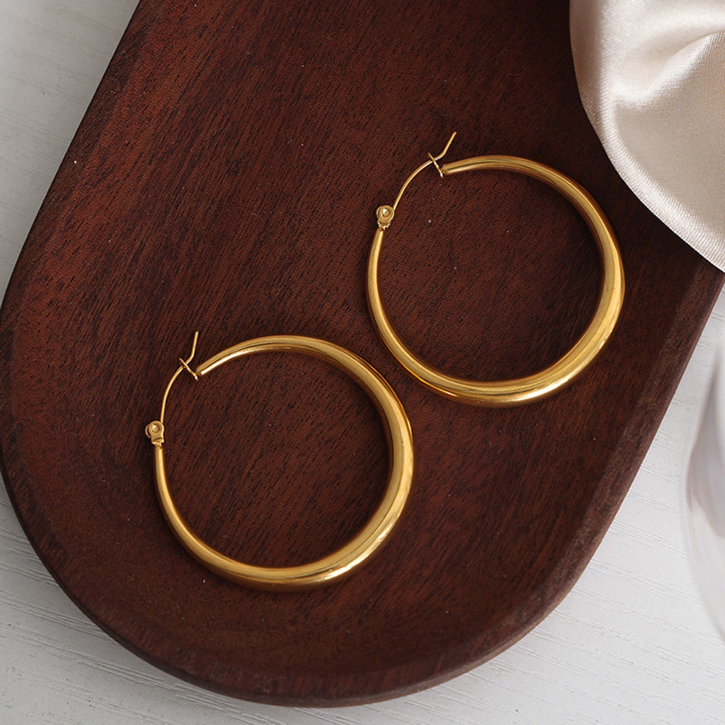 18K Gold-Plated Round  Hoop Earrings