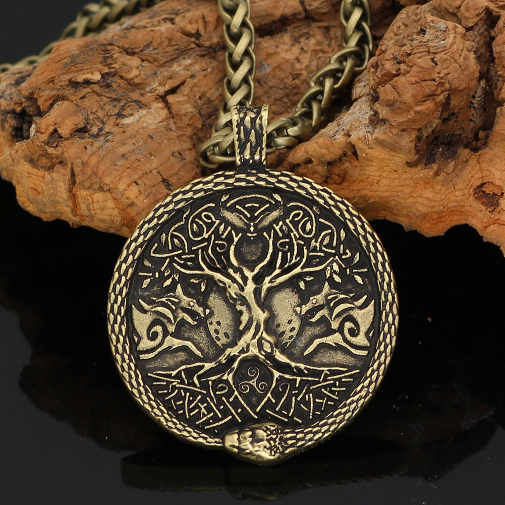 Viking Pendant Double Sided Wolf Necklace