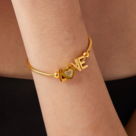 L❤️VE 18K Gold-plated Rhinestone Bracelet