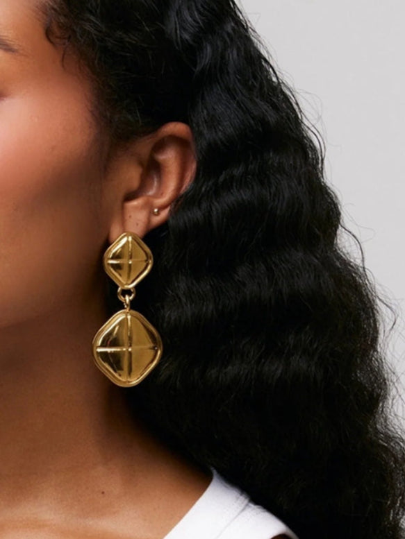 18K Gold-Plated Stainless Steel Square Earrings