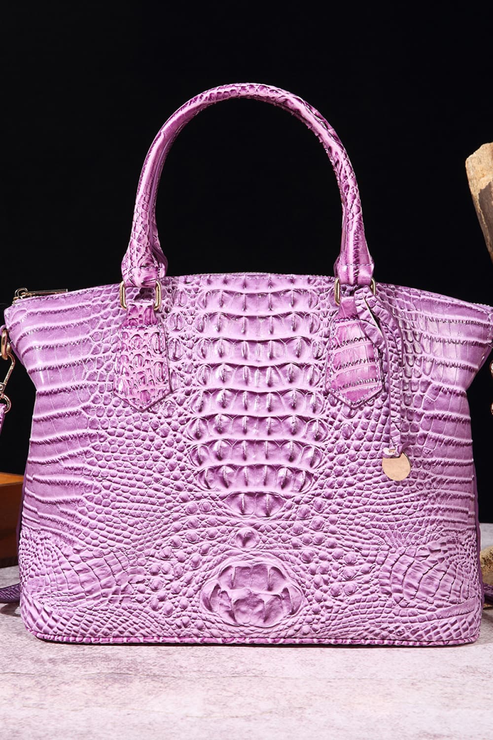 Ombre Satchel Croc Embossed Handbag