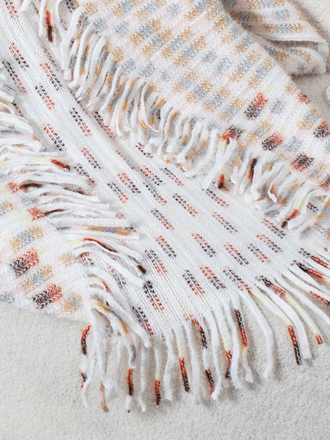 Soft Tones Fringe Open Front Poncho