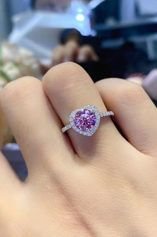 Pretty Pink Moissanite Heart Ring