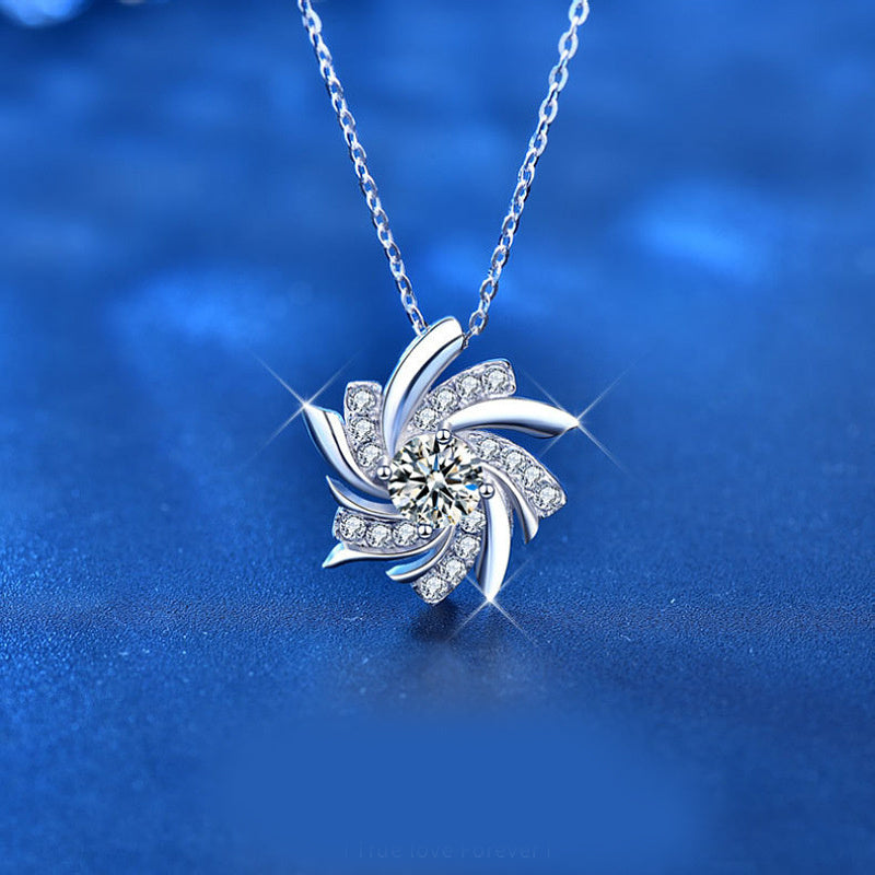 S925 Sterling Silver Pinwheel Necklace