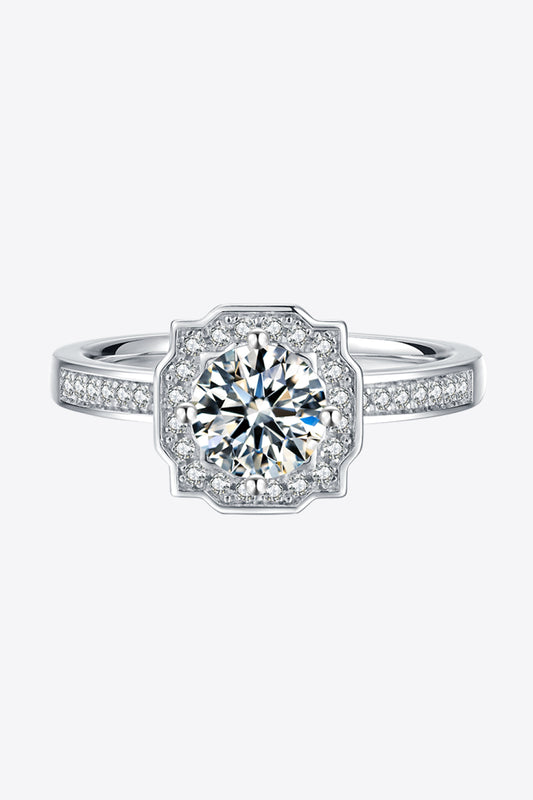 Heavenly Halo Ring 1K Moissanite in 925 Sterling Silver