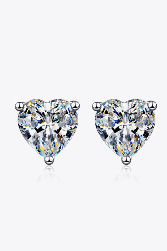 2 Carat Moissanite Heart Stud Earrings