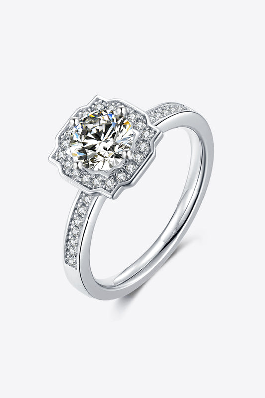 Heavenly Halo Ring 1K Moissanite in 925 Sterling Silver