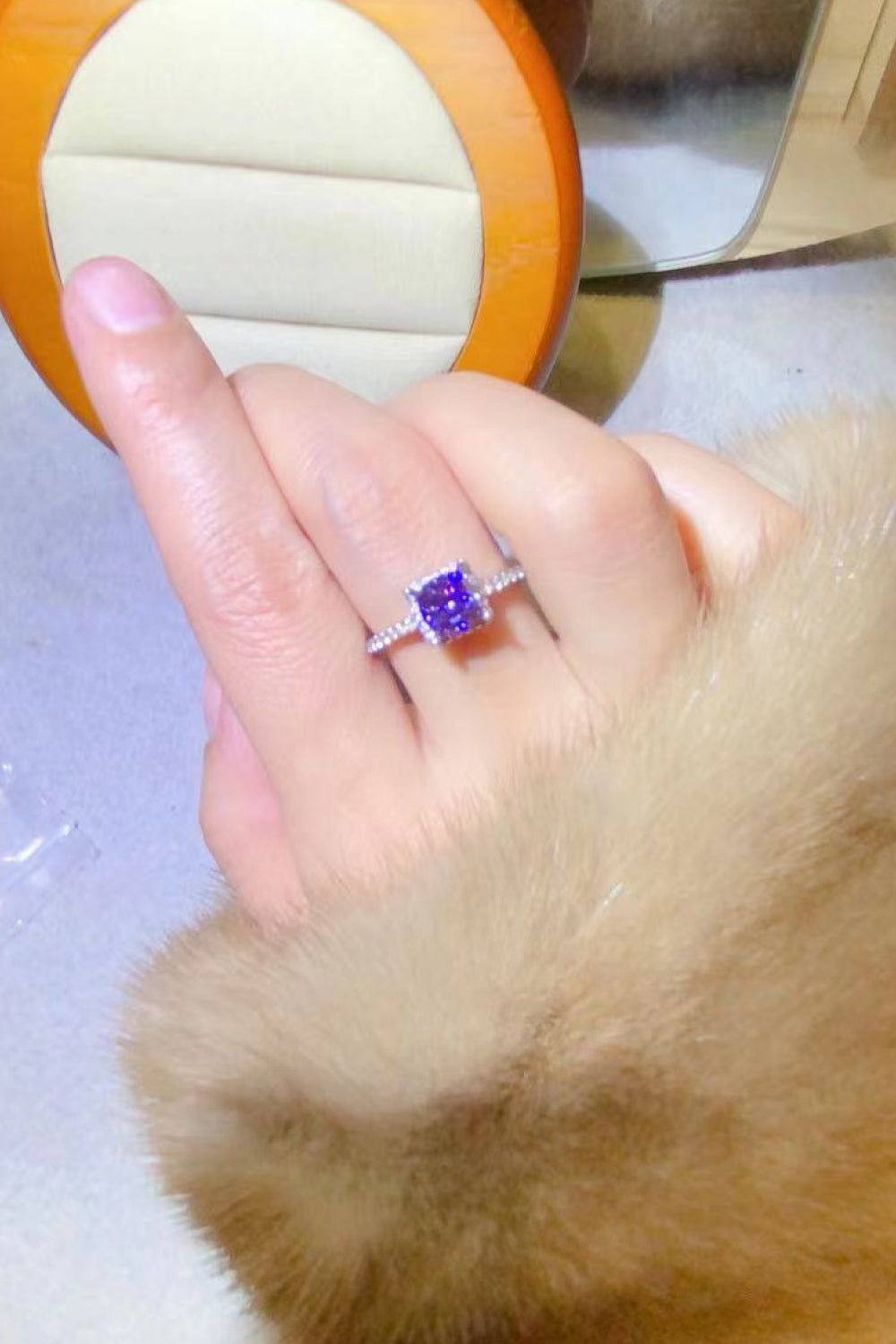 Majestic Violet Haze Moissanite Platinum-Plated Ring