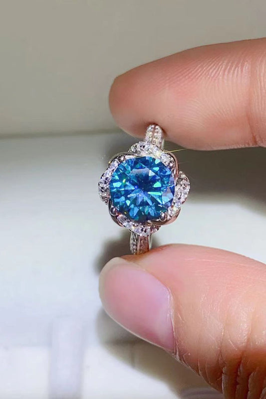 Aurora Sky Moissanite & Platinum Plated Ring