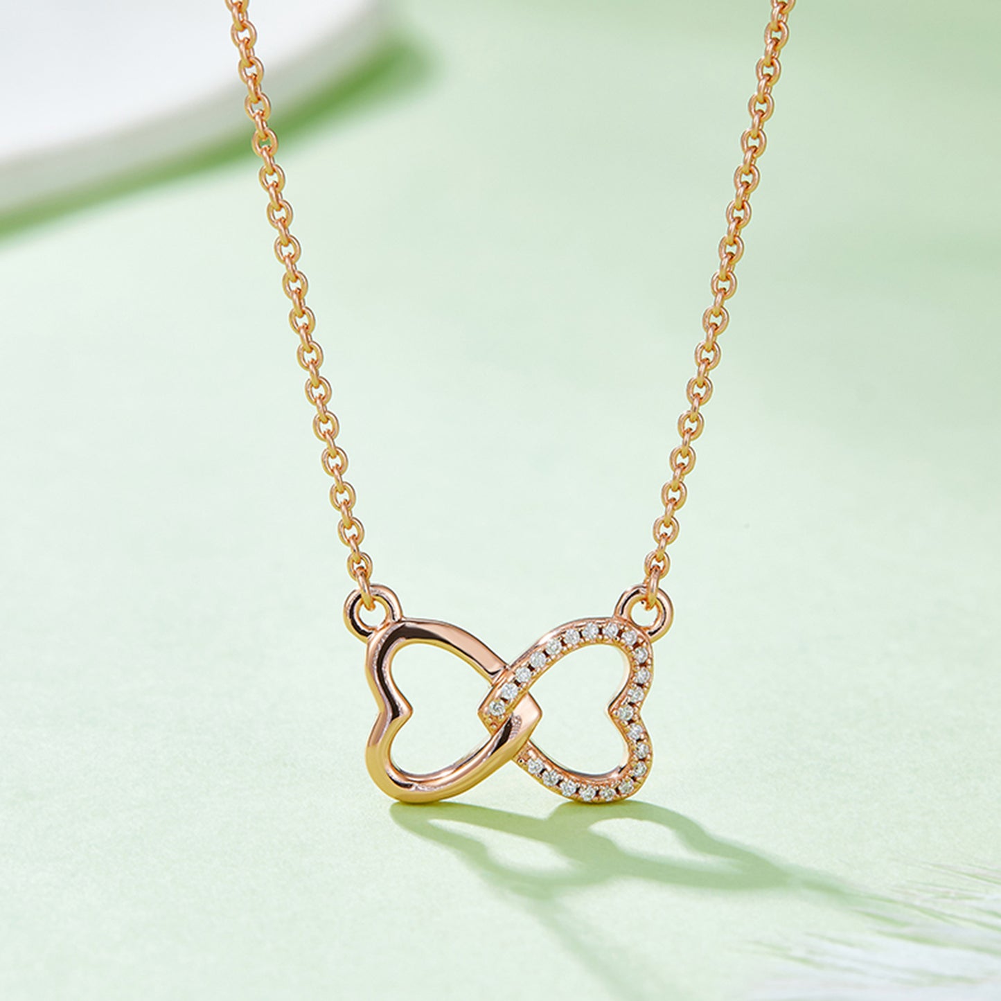 Heart Connection Necklace 925 Sterling Silver with Moissanite
