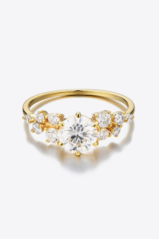 Golden Crest Moissanite Ring 925 Sterling Silver with 14K Gold Plating