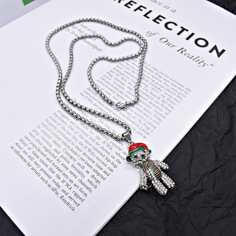 Holiday Festive Teddy Bear Necklace