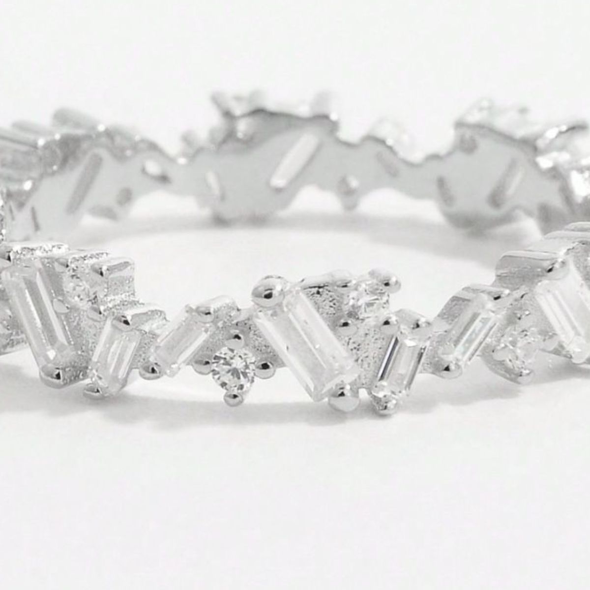 Prism Perfection 925 Sterling Silver Inlaid Zircon Ring
