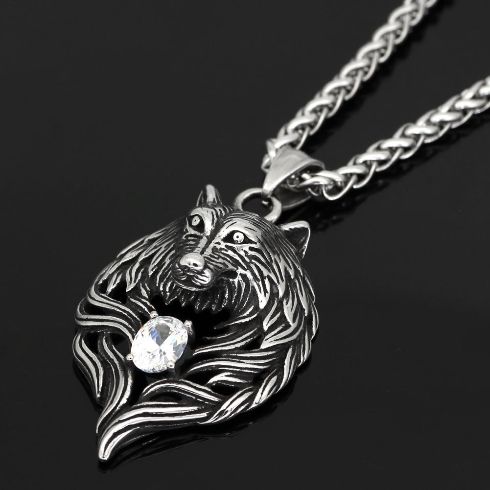 Celtic Wolf Titanium Steel Pendant Necklace