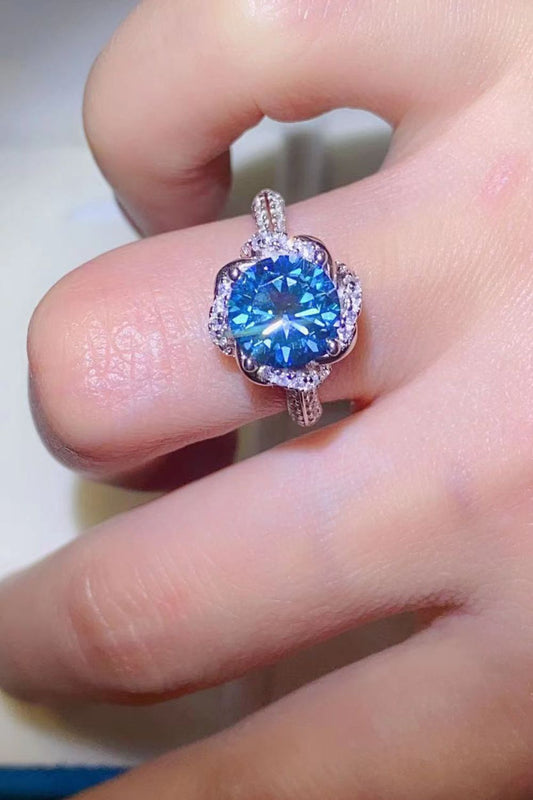 Aurora Sky Moissanite & Platinum Plated Ring
