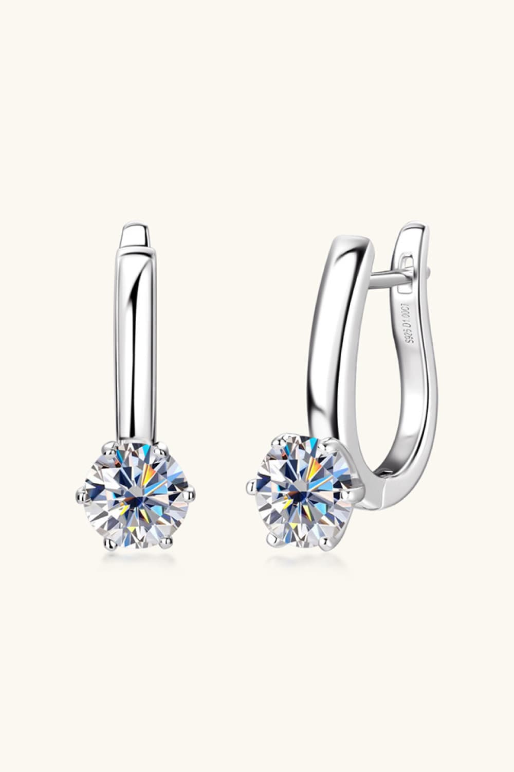 Minimalist Moissanite 2 Carat 925 Sterling Silver Earrings