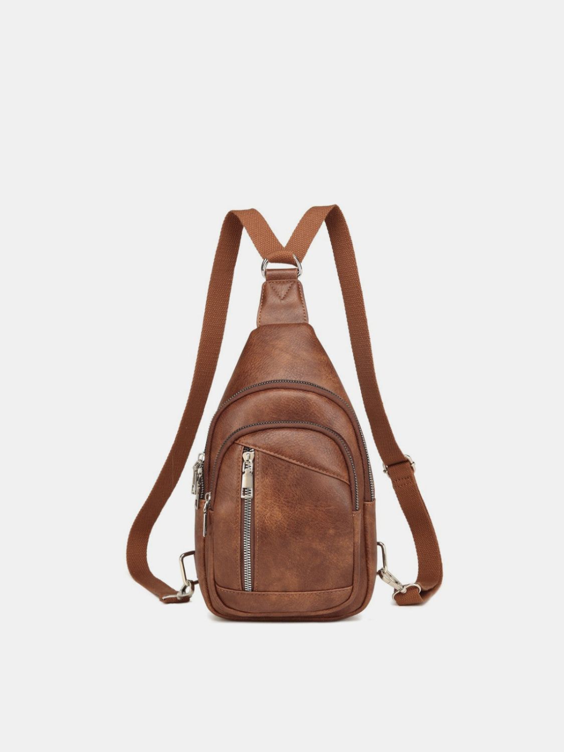 Southwest Sling PU Leather Crossbody Bag with Two Detachable Straps