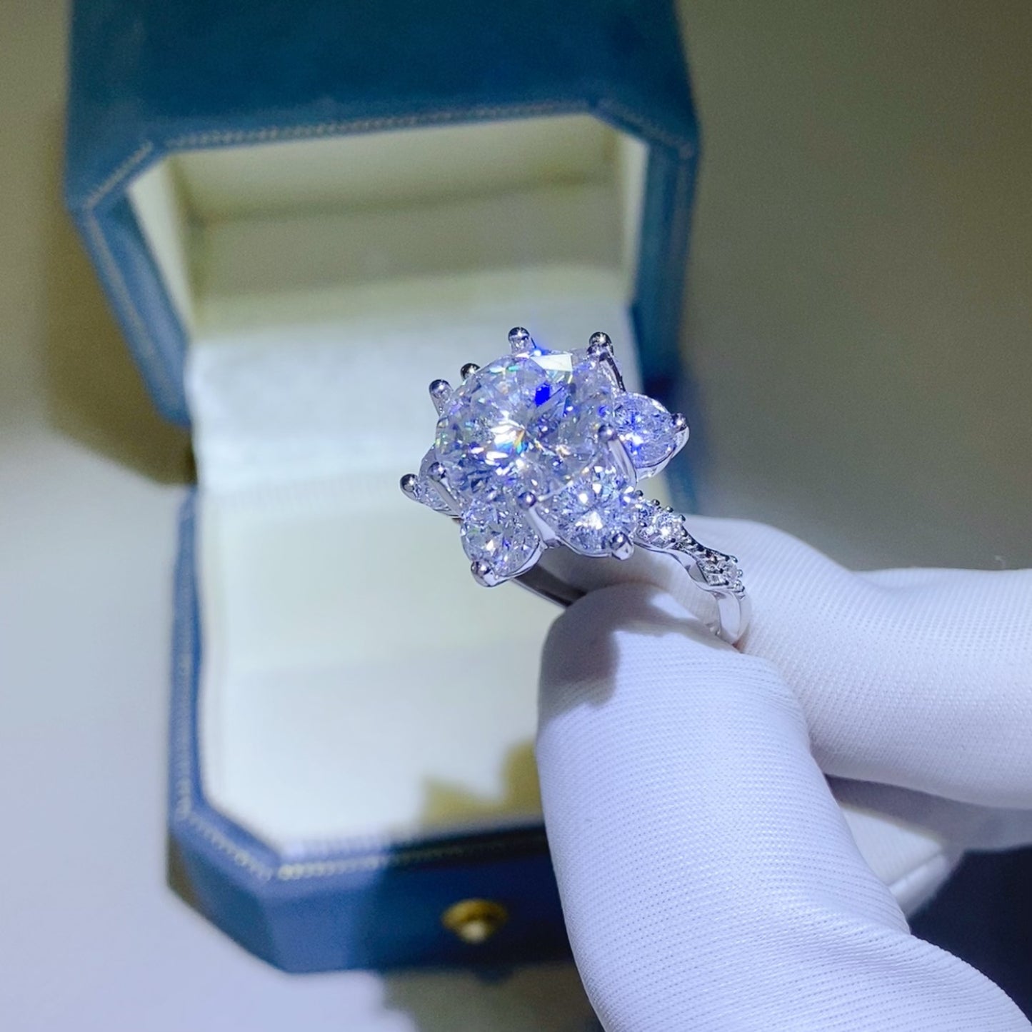 Aurora Splendor 5K Moissanite Ring in 925 Sterling Silver