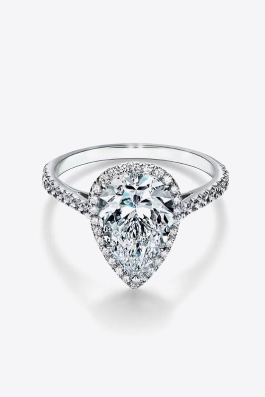 Double Carat Teardrop Moissanite Cluster Ring