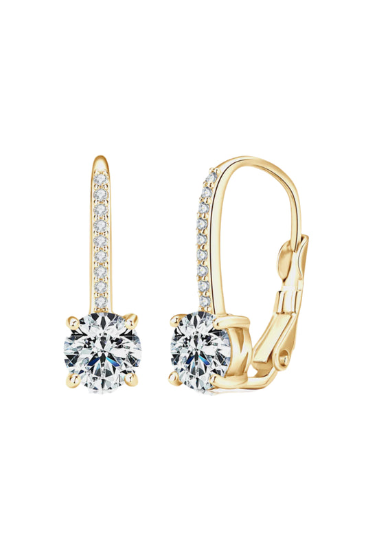 Round Cut 2 Carat Moissanite 925 Sterling Silver Drop Earrings