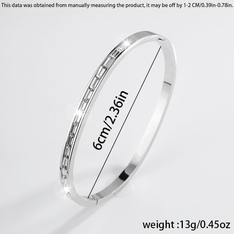 Charm & Dazzle Baguette Crystal Hinged Bangle Bracelet
