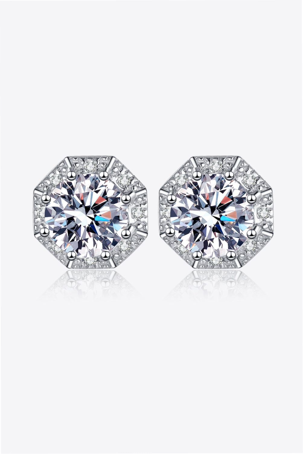 Moissanite Platinum Plated 925 Sterling Silver Stud Earrings