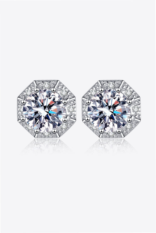 Moissanite Platinum Plated 925 Sterling Silver Stud Earrings