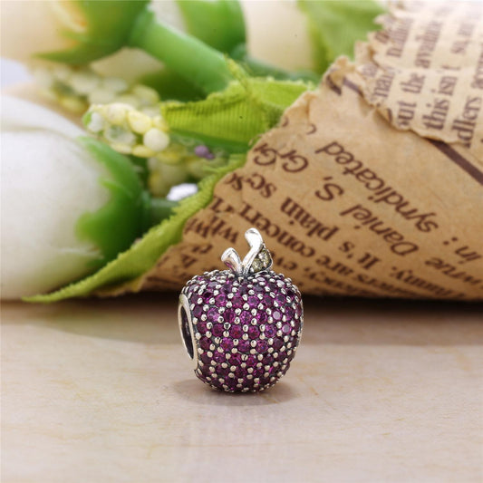 Zircon Apple Charm S925 Sterling Silber