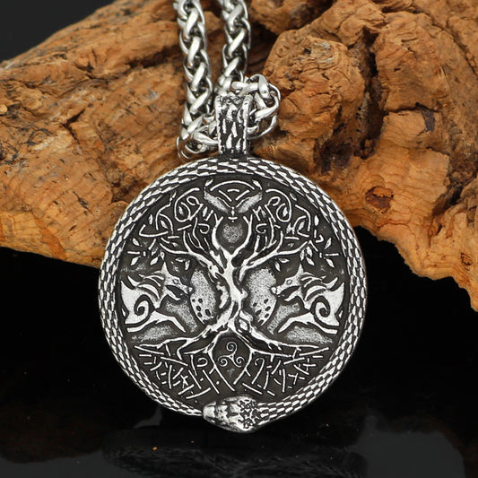 Viking Pendant Double Sided Wolf Necklace