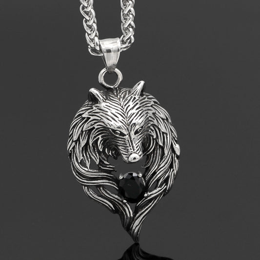 Celtic Wolf Titanium Steel Pendant Necklace