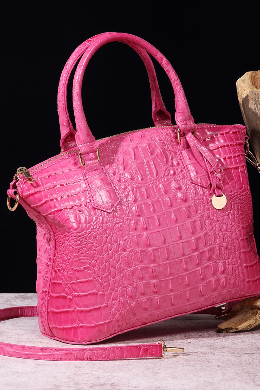 SophistiCroc Embossed Satchel Leather Handbag