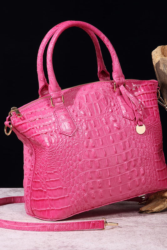SophistiCroc Embossed Satchel Leather Handbag