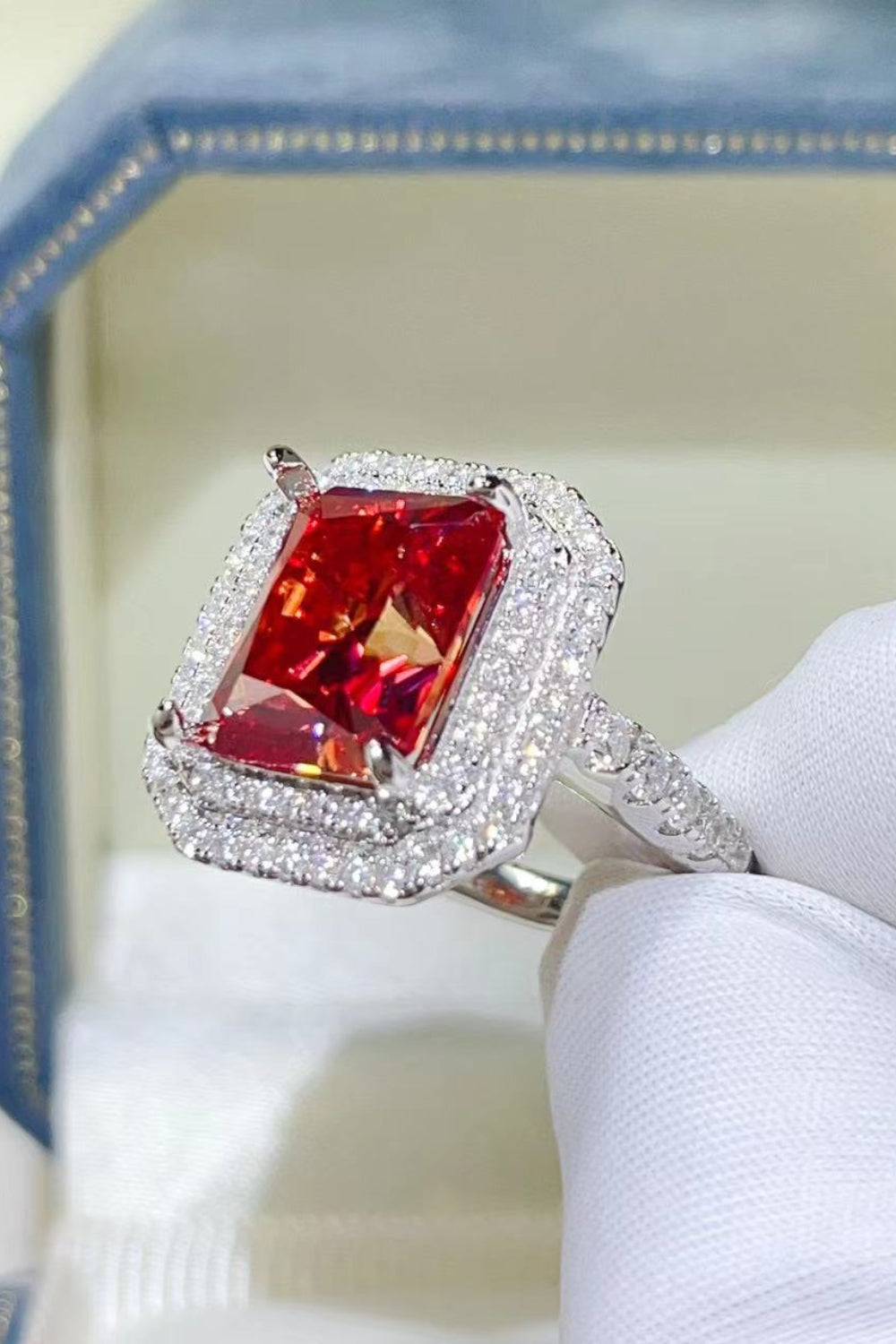 Crimson Royale 2K Moissanite 925 Sterling Silver Ring