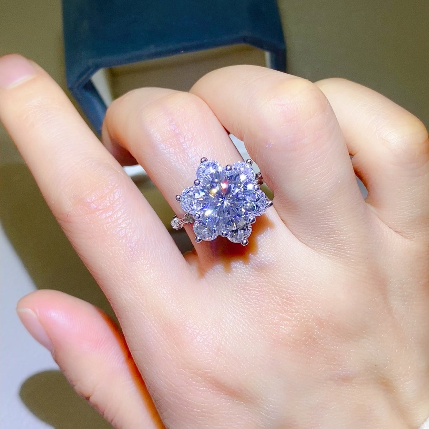Aurora Splendor 5K Moissanite Ring in 925 Sterling Silver