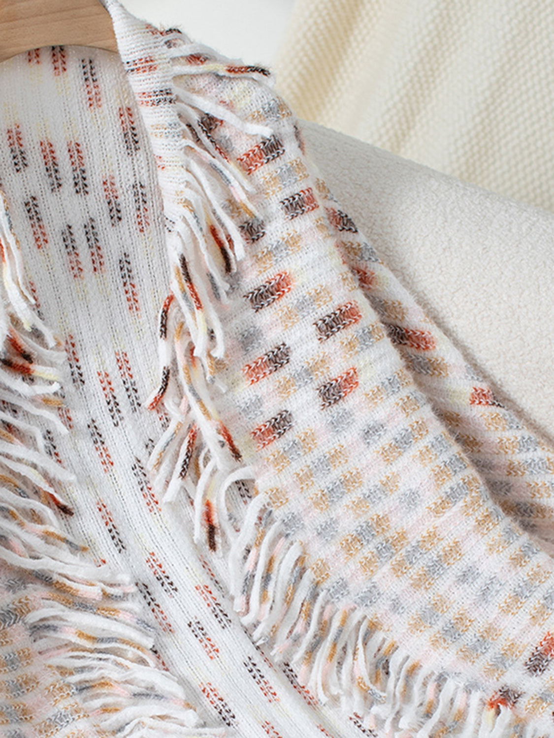 Soft Tones Fringe Open Front Poncho