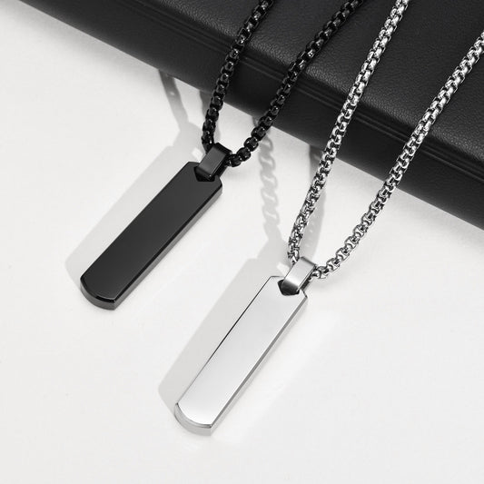 Stainless Steel 3D Rectangular Necklace