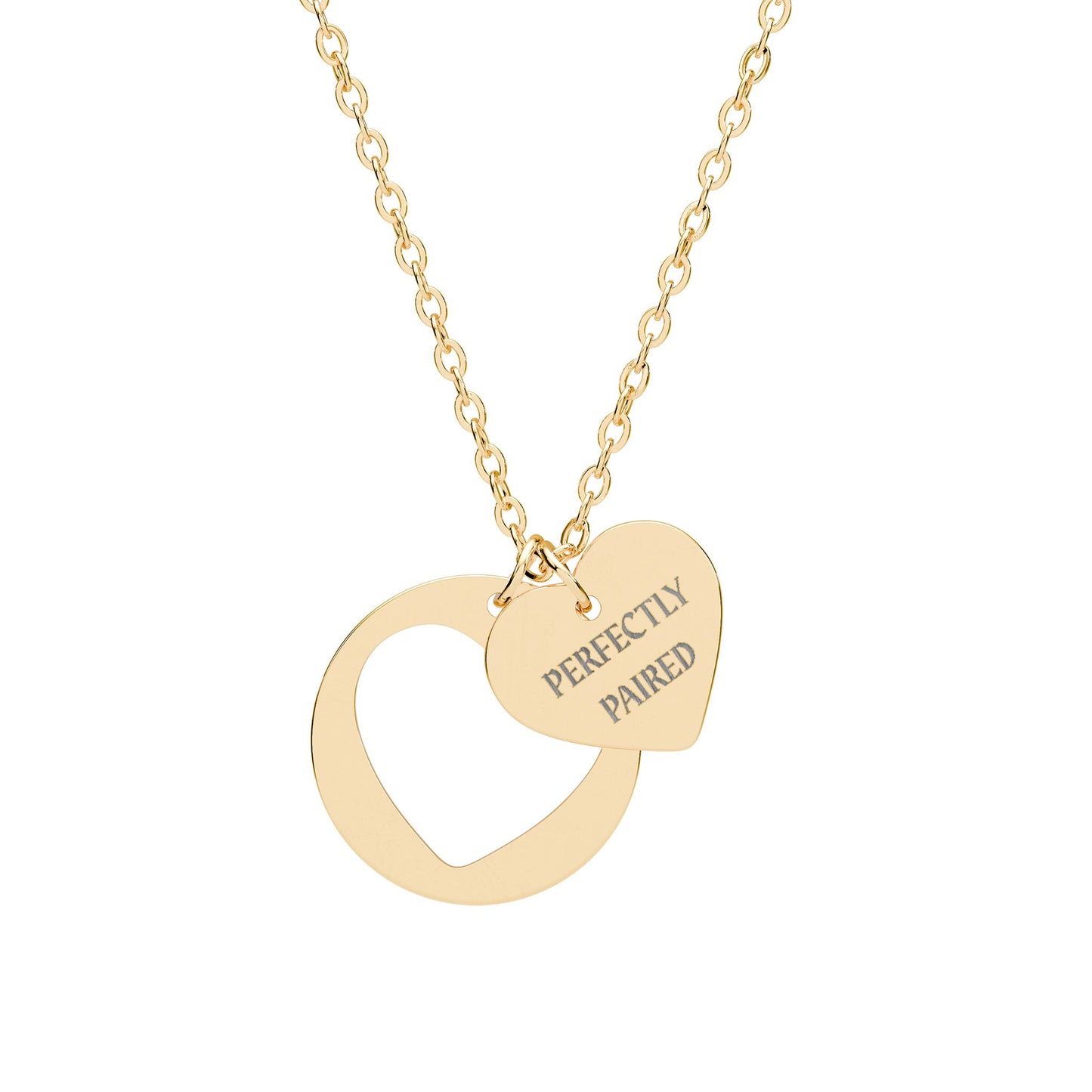 Perfectly Paired Engraved Double Heart Necklace