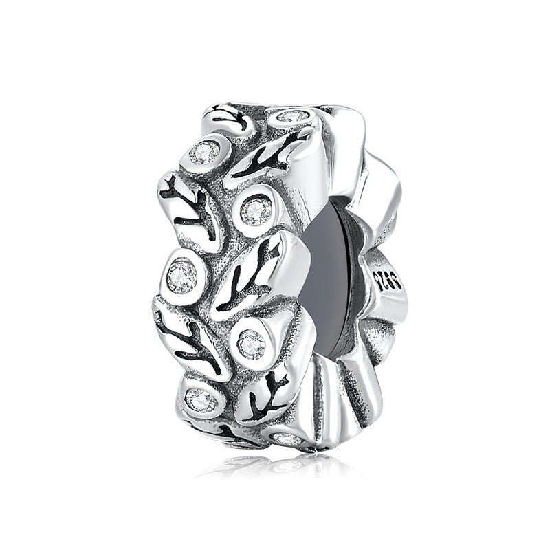 925 Sterling Silver Floral Spacer Beads with Crystals