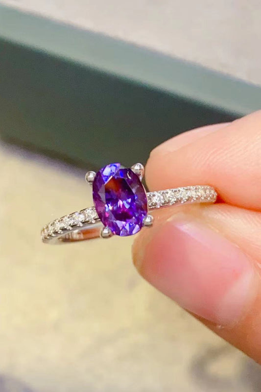 Purple Passion Platinum Moissanite Ring