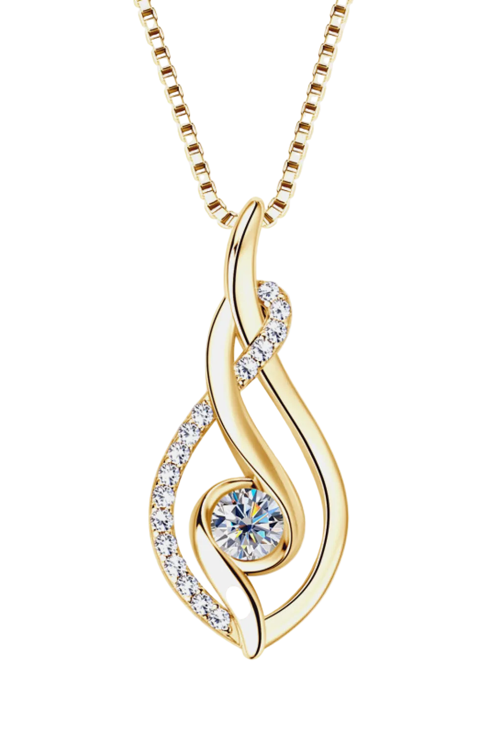 0.43 CT Moissanite Swirl Pendant Necklace in 18K Gold-Plated or Platinum-Plated 925 Sterling Silver