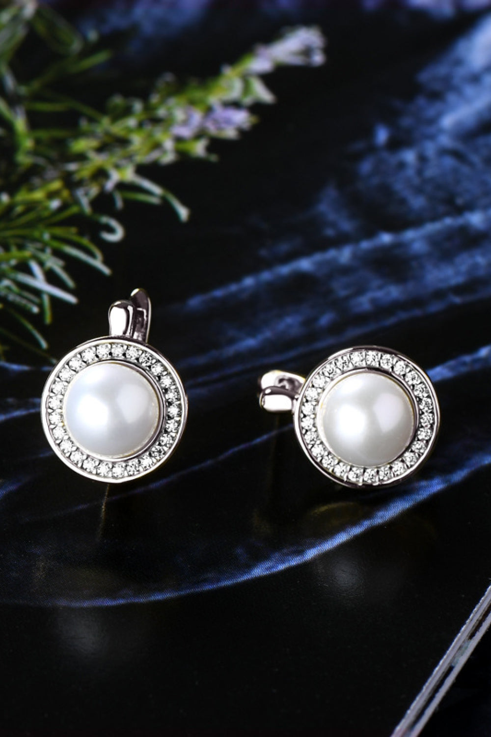 Freshwater Pearl & Moissanite 925 Sterling Silver Earrings Platinum or Gold Plated