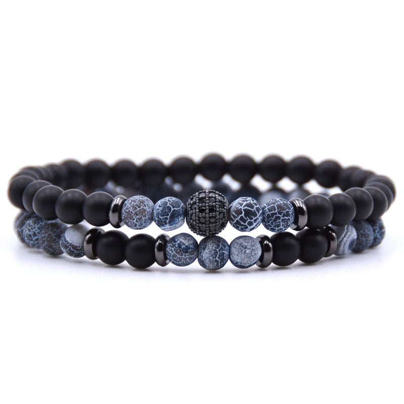 6mm Natural Stone Bracelet with Inlaid Zircon