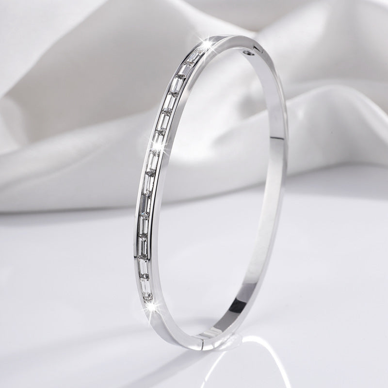 Charm & Dazzle Baguette Crystal Hinged Bangle Bracelet