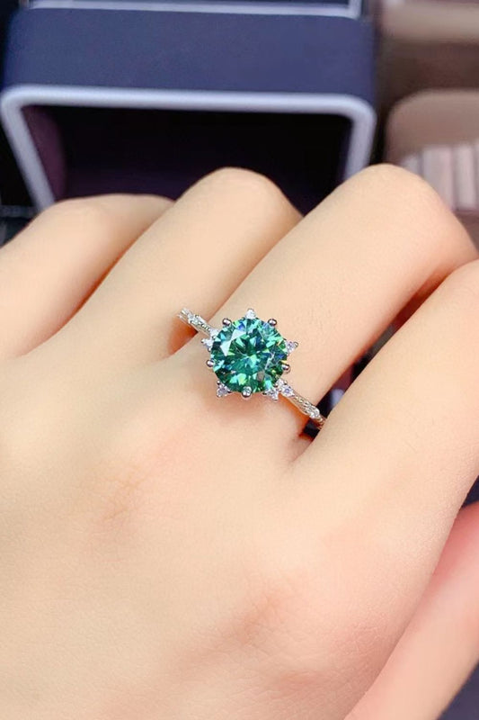 Hazel Green 1K Moissanite Platinum Plated Cocktail Ring
