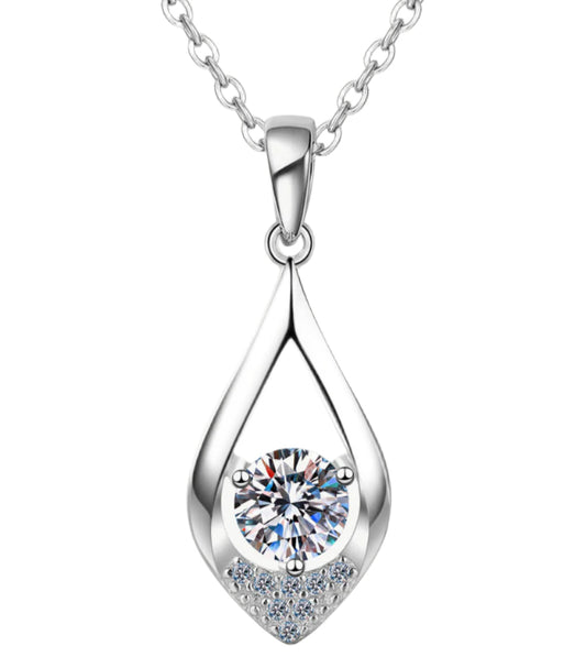 Glamorous Teardrop Pendant Necklace 1/2 Carat Moissanite