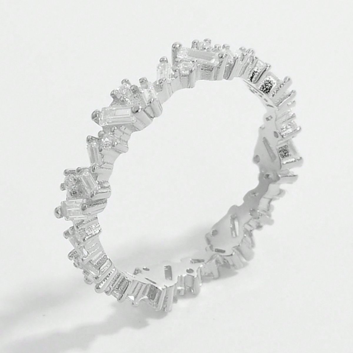 Prism Perfection 925 Sterling Silver Inlaid Zircon Ring