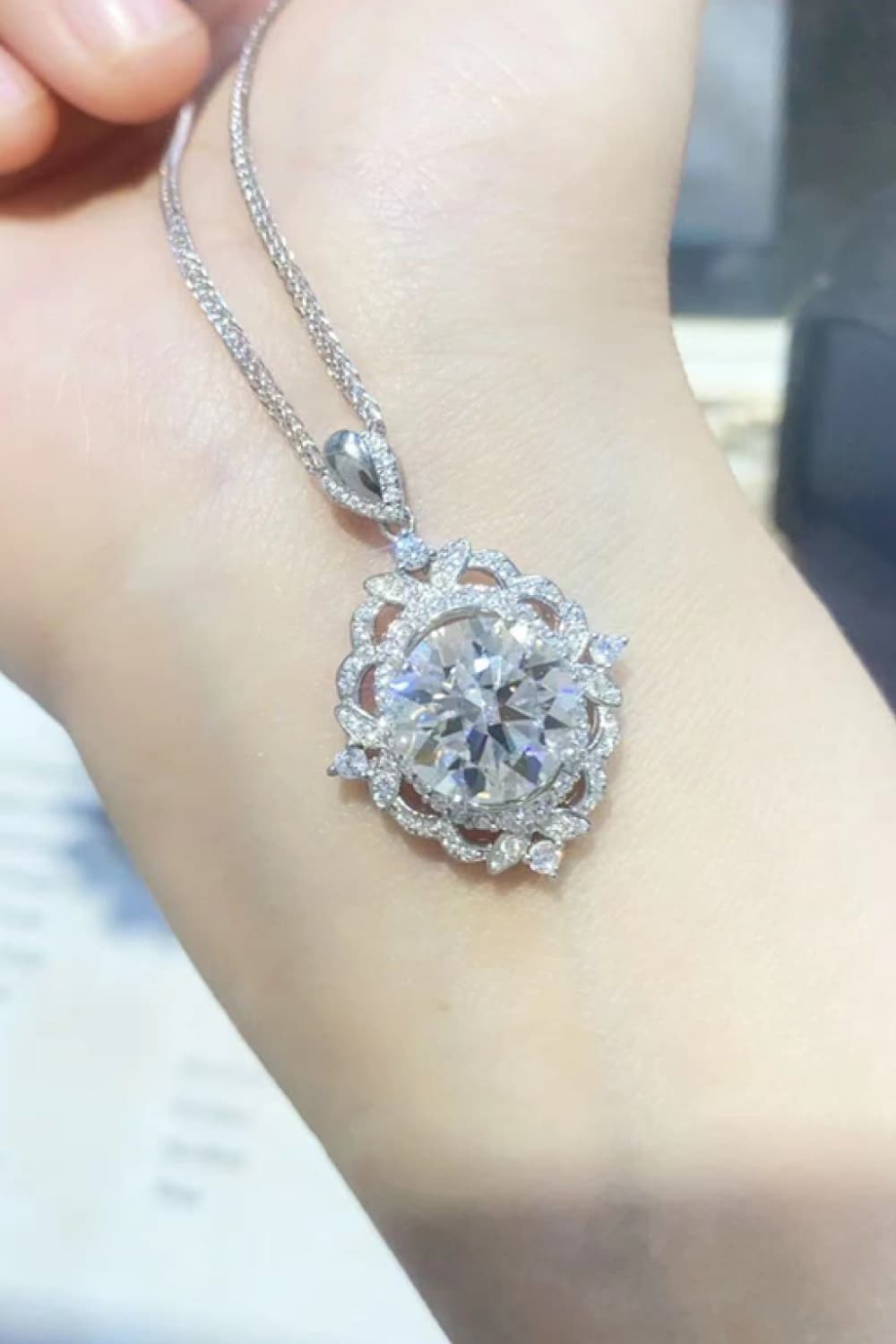 Dynasty 5K Moissanite Necklace Platinum Plated