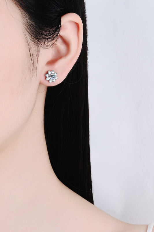 1K Moissanite 925 Sterling Silver Flower Earrings